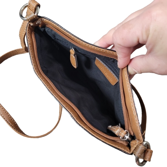 Nine & Co Patent Leather Small Shoulder Bag Black Brown - Picture 4 of 6